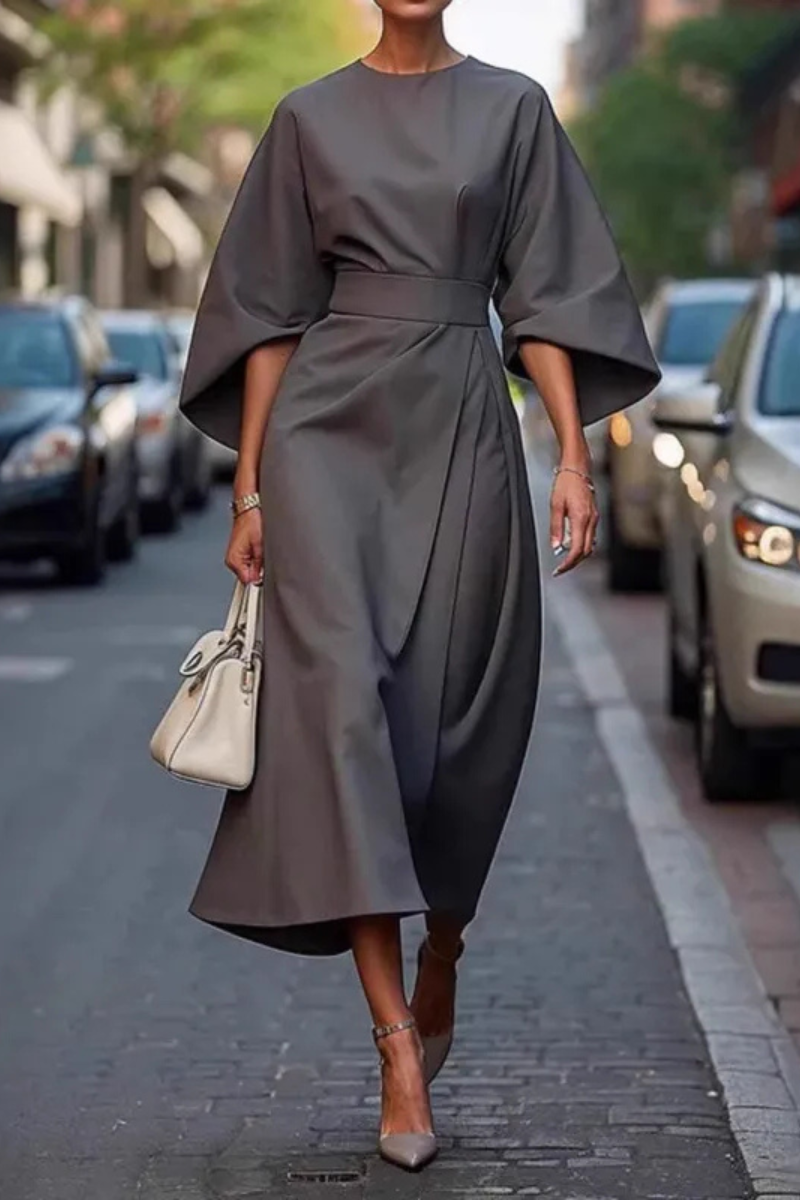Mira™ | Elegante Midi Jurk Met Riem
