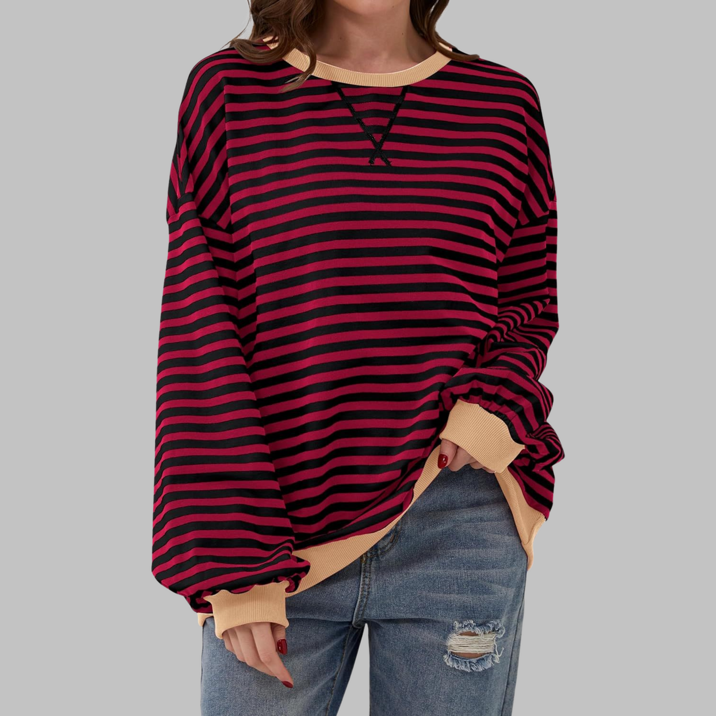 Juna™ | Casual gestreepte relaxte sweater