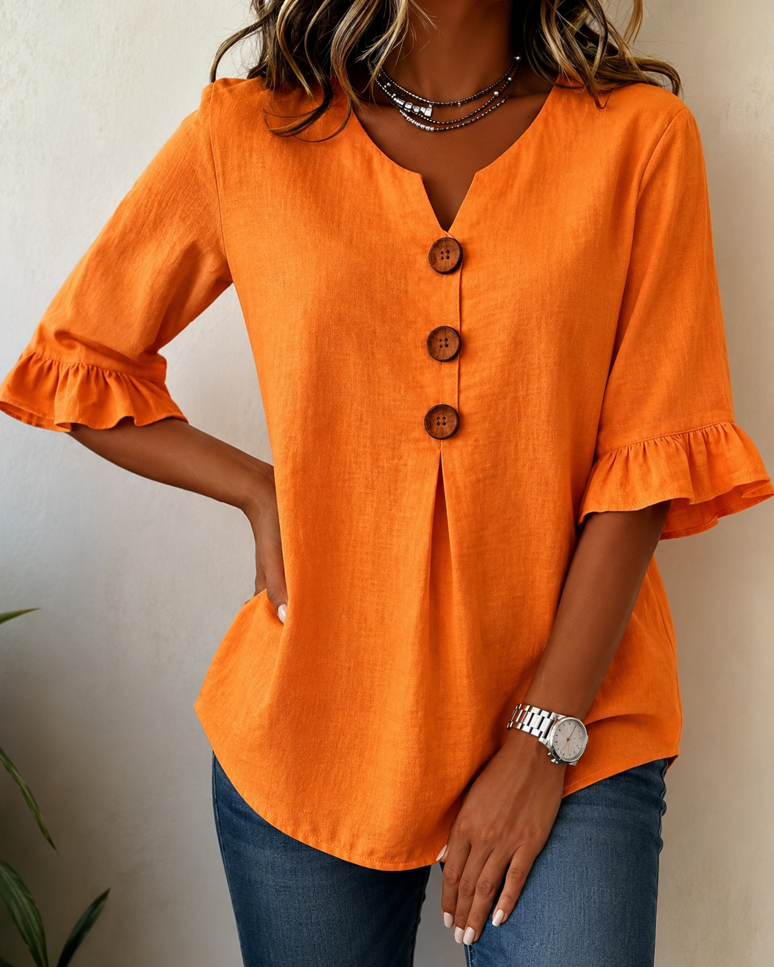 Amelie™ | Buikcamouflerende Blouse Met Knopen