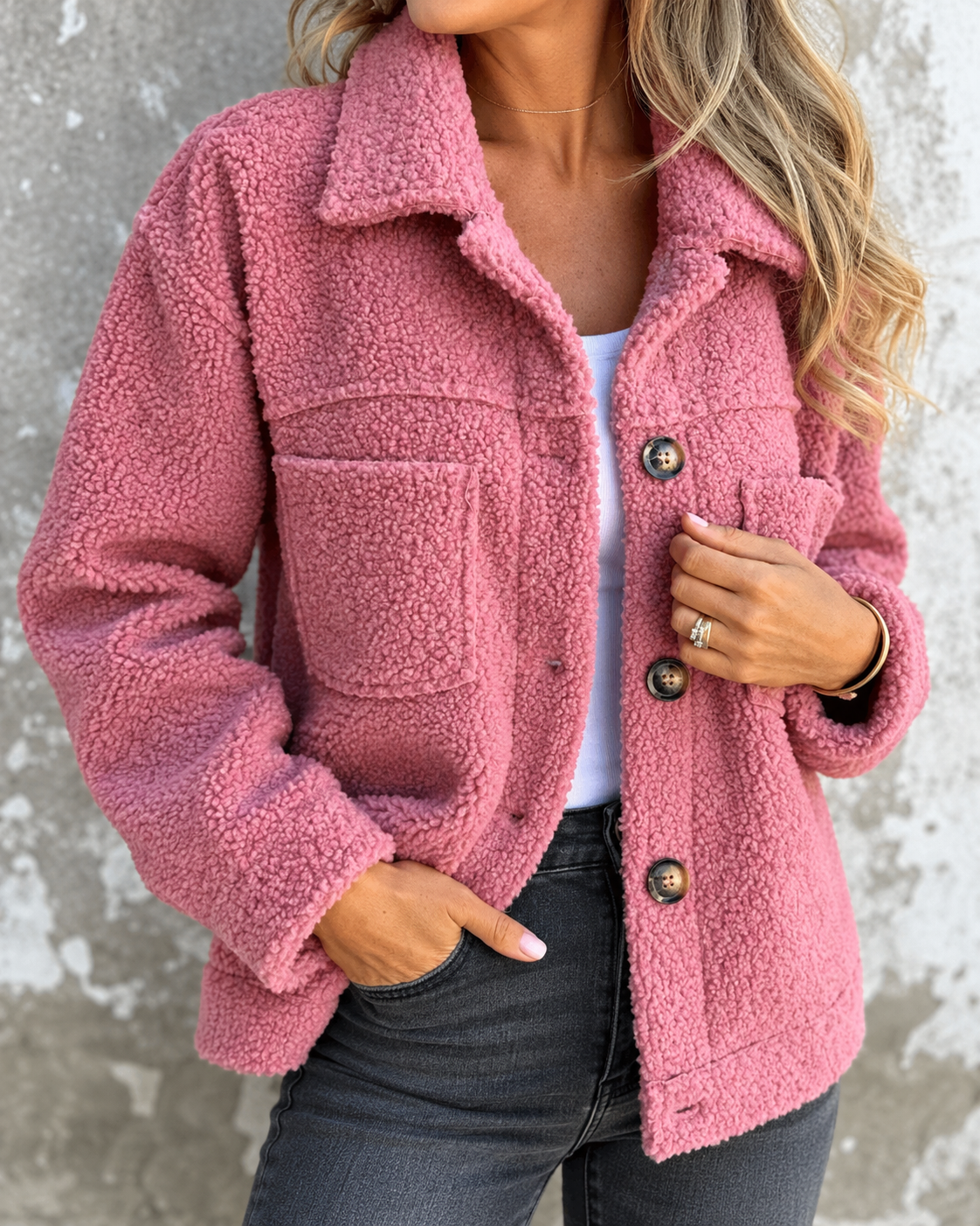 Isabelle™ | Zachte Teddy Jas Met Knopen