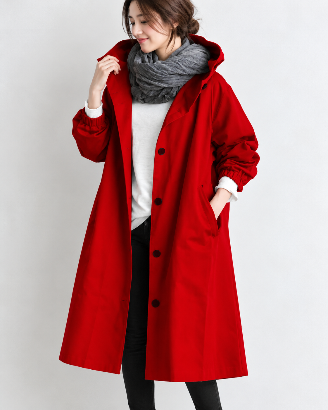 Vina™ | Warme Lange Trenchcoat Met Capuchon