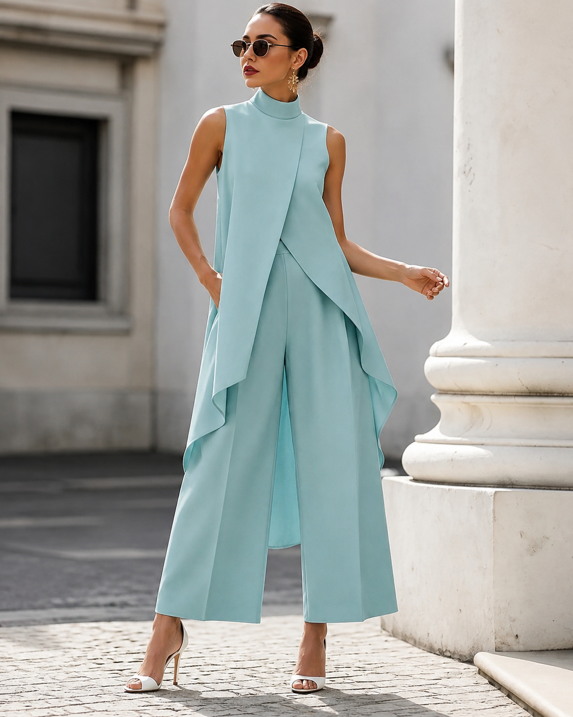 Fleur™ | Elegante Jumpsuit Met Gedrapeerde Hoge Hals