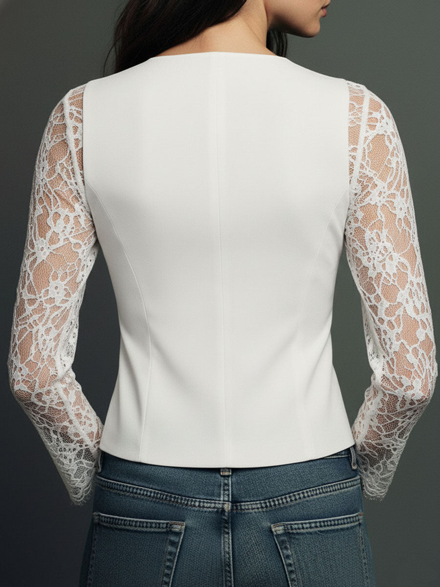 Marga™ | Elegante Blazer met Kanten Mouwen