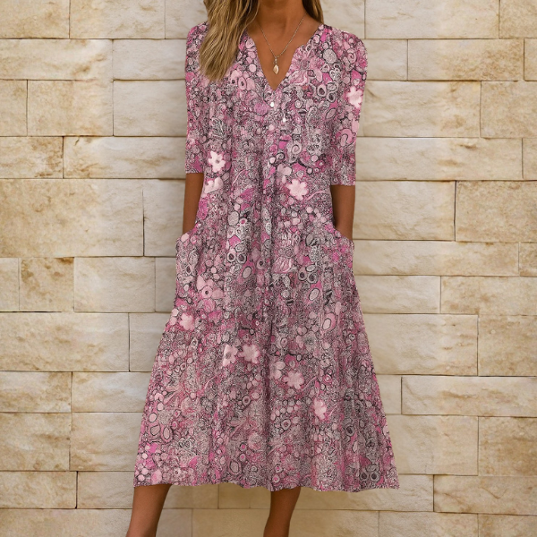 Romi™ | Elegante Print Midi Jurk