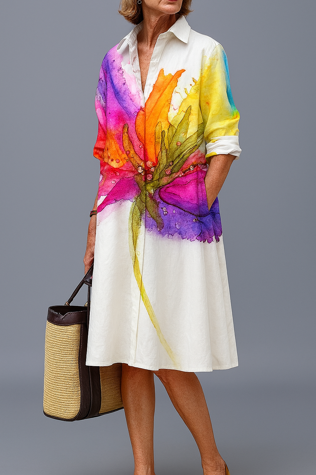 DORIS - MIDI JURK MET PATROON