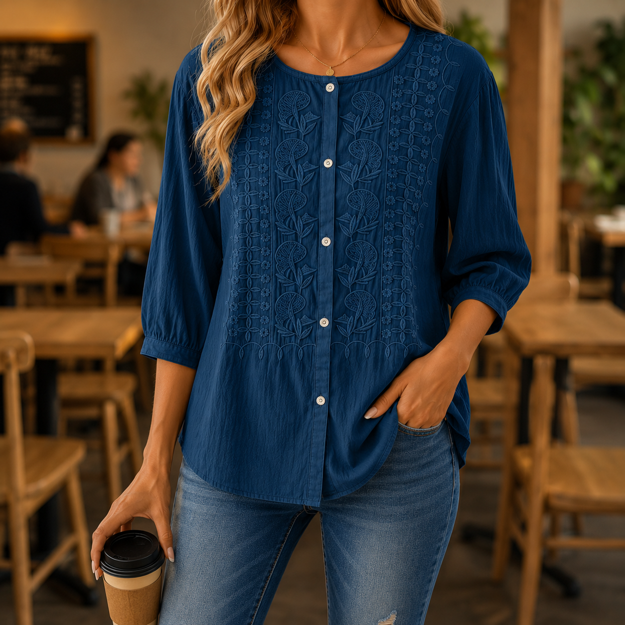 1 + 1 free Amelie™ | Elegante Geborduurde Blouse