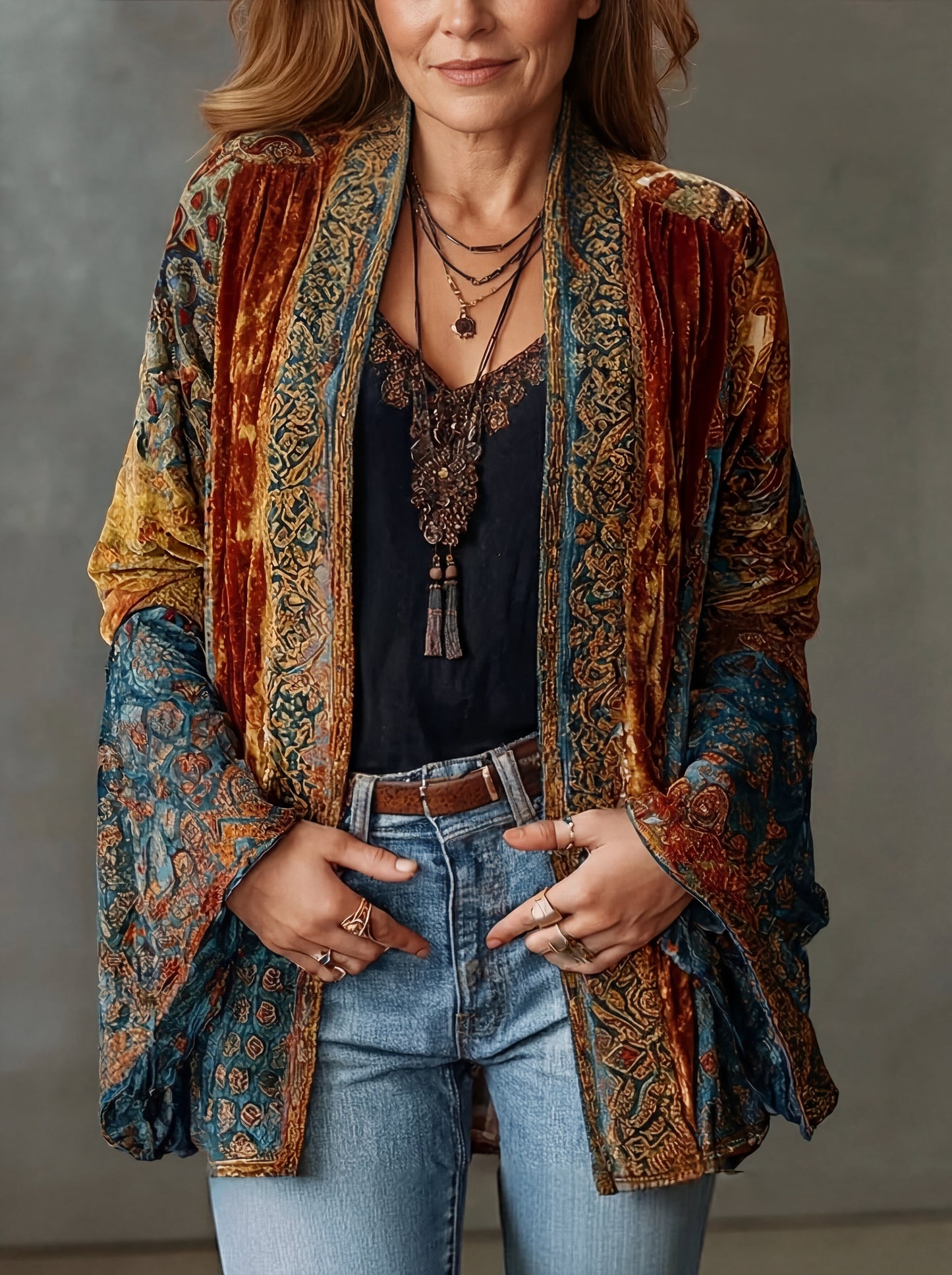 Nera™ | Elegante vintage print kimono