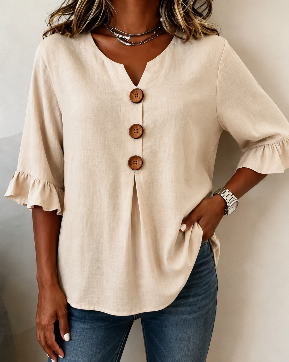 Amelie™ | Buikcamouflerende Blouse Met Knopen