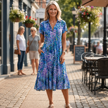 Moira™ | Elegante Midi Jurk Met Buikcamouflerend Design