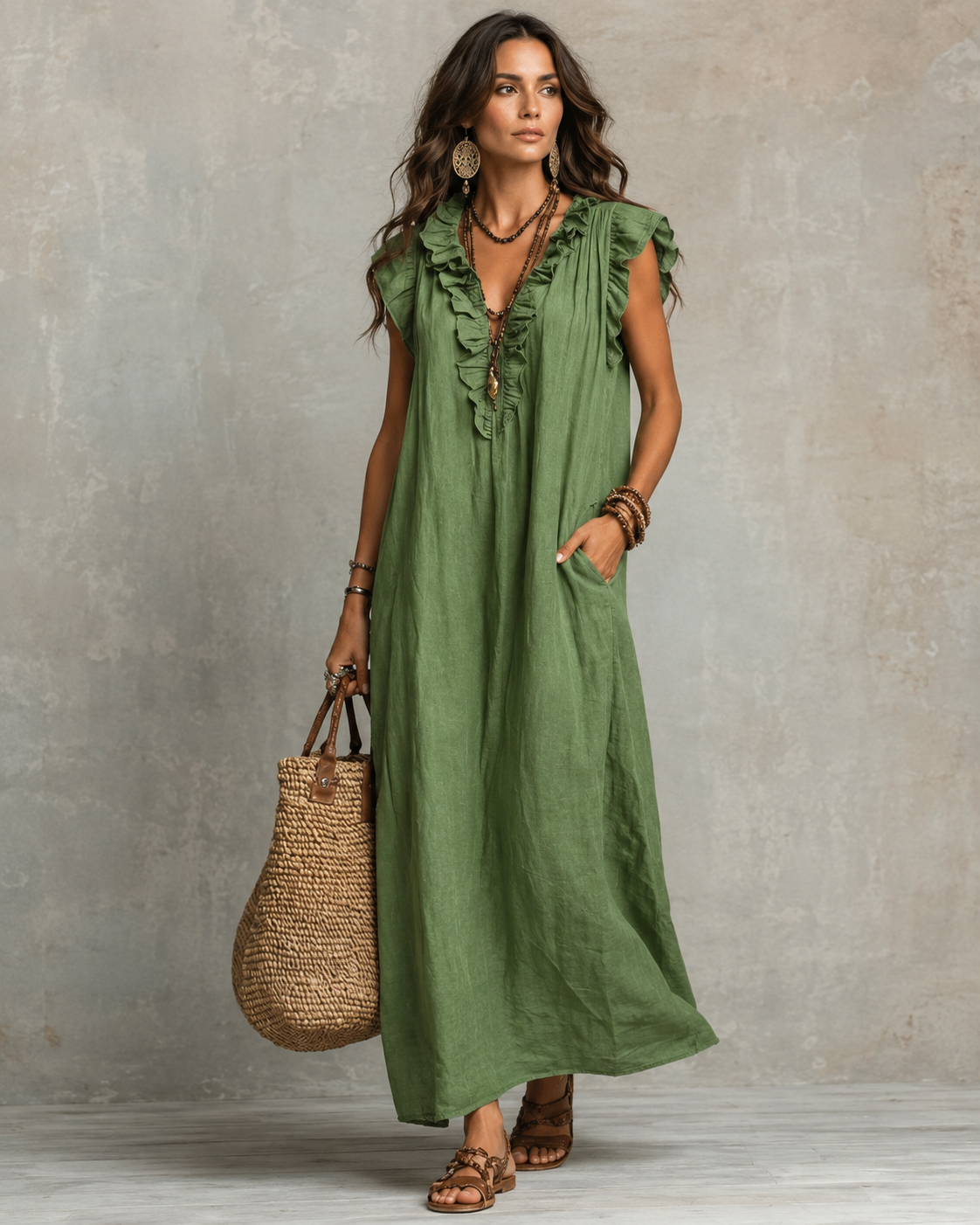 Elva™ | Elegante Buikbedekkende Maxi Jurk Met V-Hals