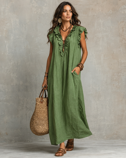 Elva™ | Elegante Buikbedekkende Maxi Jurk Met V-Hals