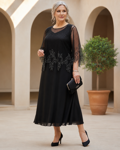 Juline™ | Elegante Buikcamouflerende Geborduurde Midi Jurk