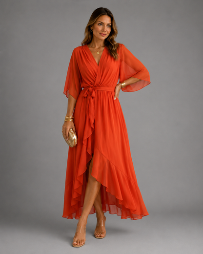 Isabelle™ | Buikcamouflerende Chiffon Maxi Jurk