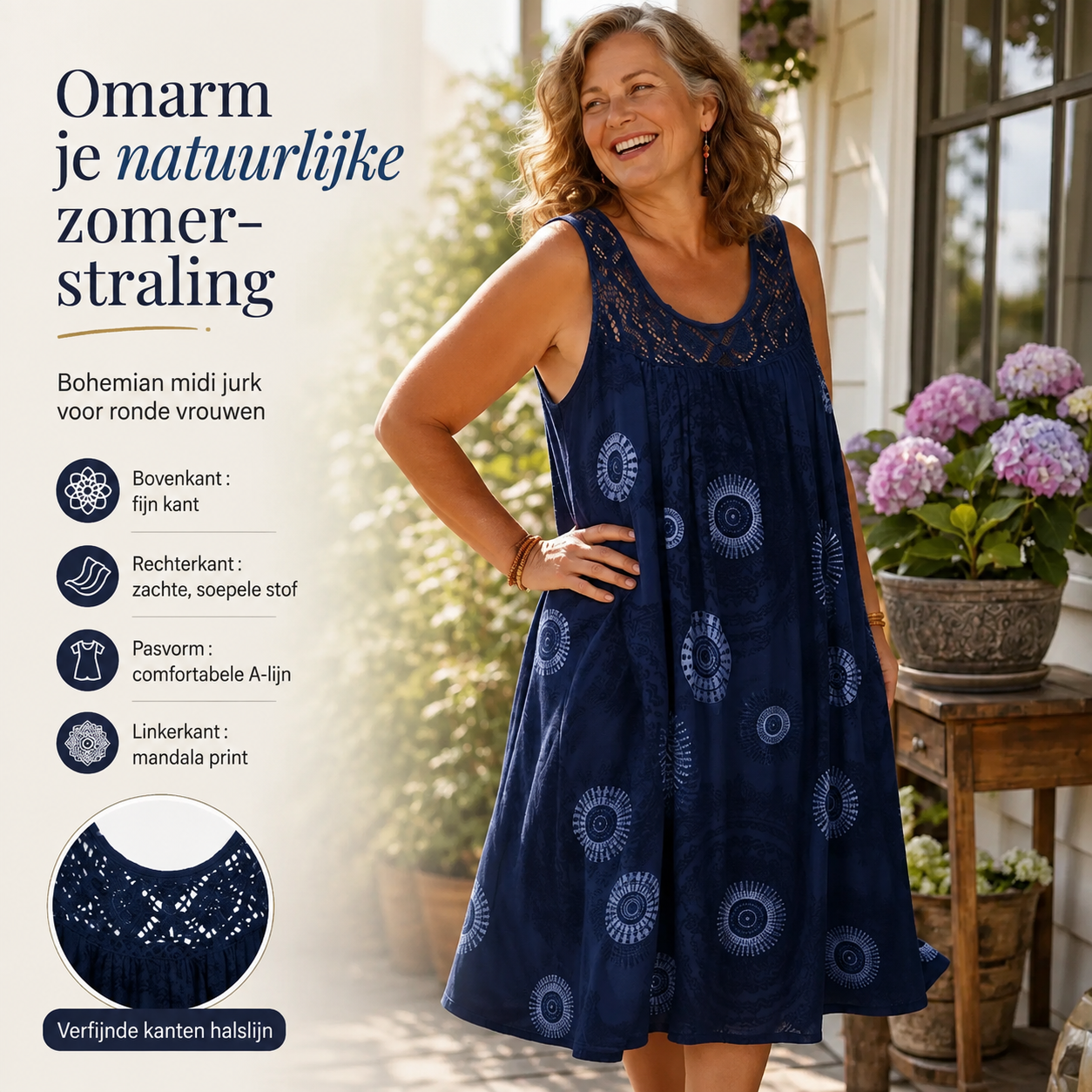 Noor™ | Buikcamouflerende Midi Jurk Met Abstracte Print