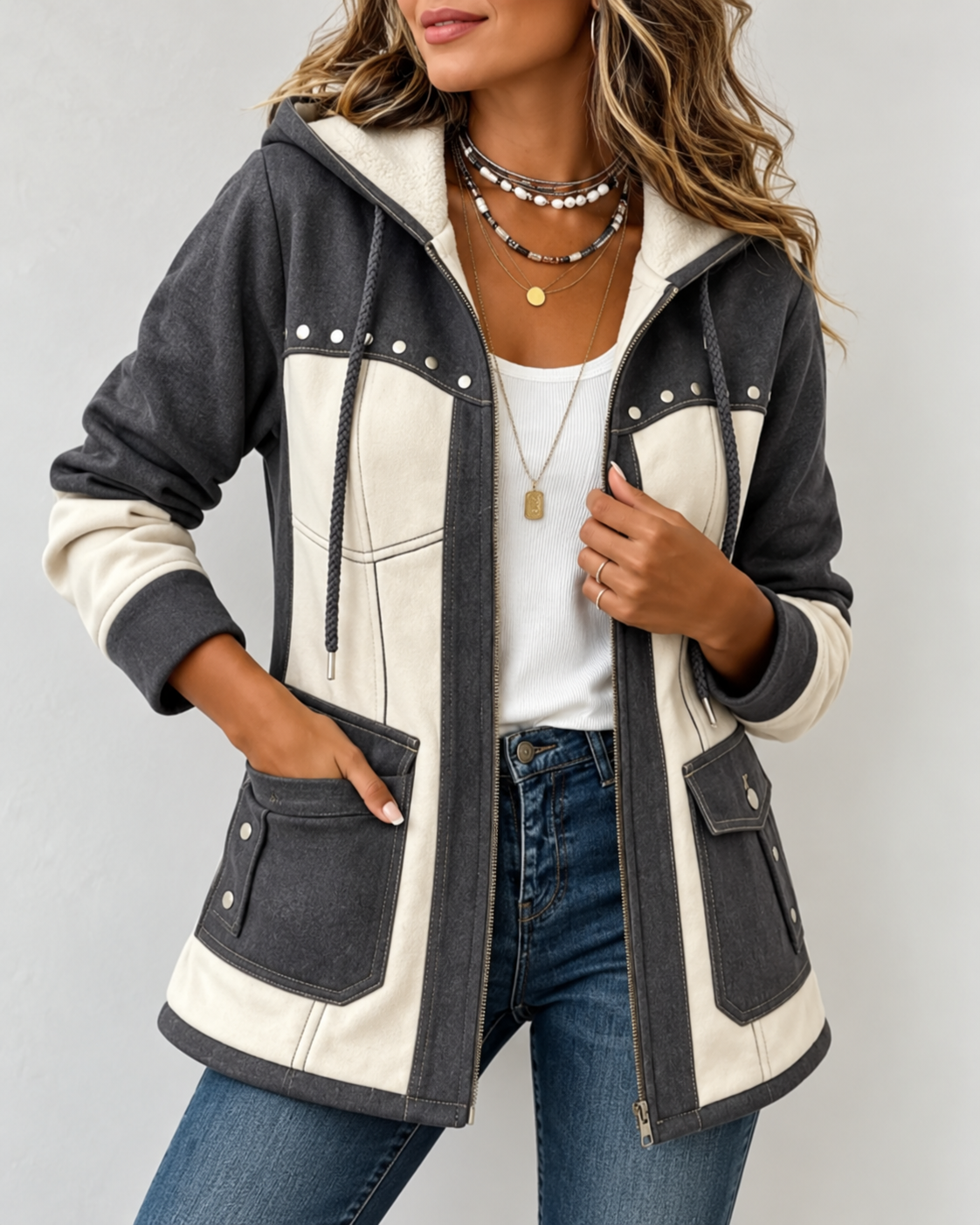 Demi™ | Comfortabele Patchwork Jas met Capuchon