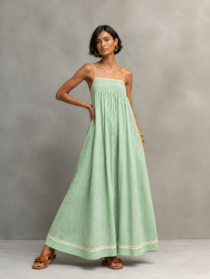 Elina™ | Luchtige Gestreepte Maxi Jurk
