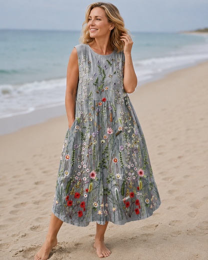 Coralie™ | Gebloemde Buikcamouflerende Midi Jurk