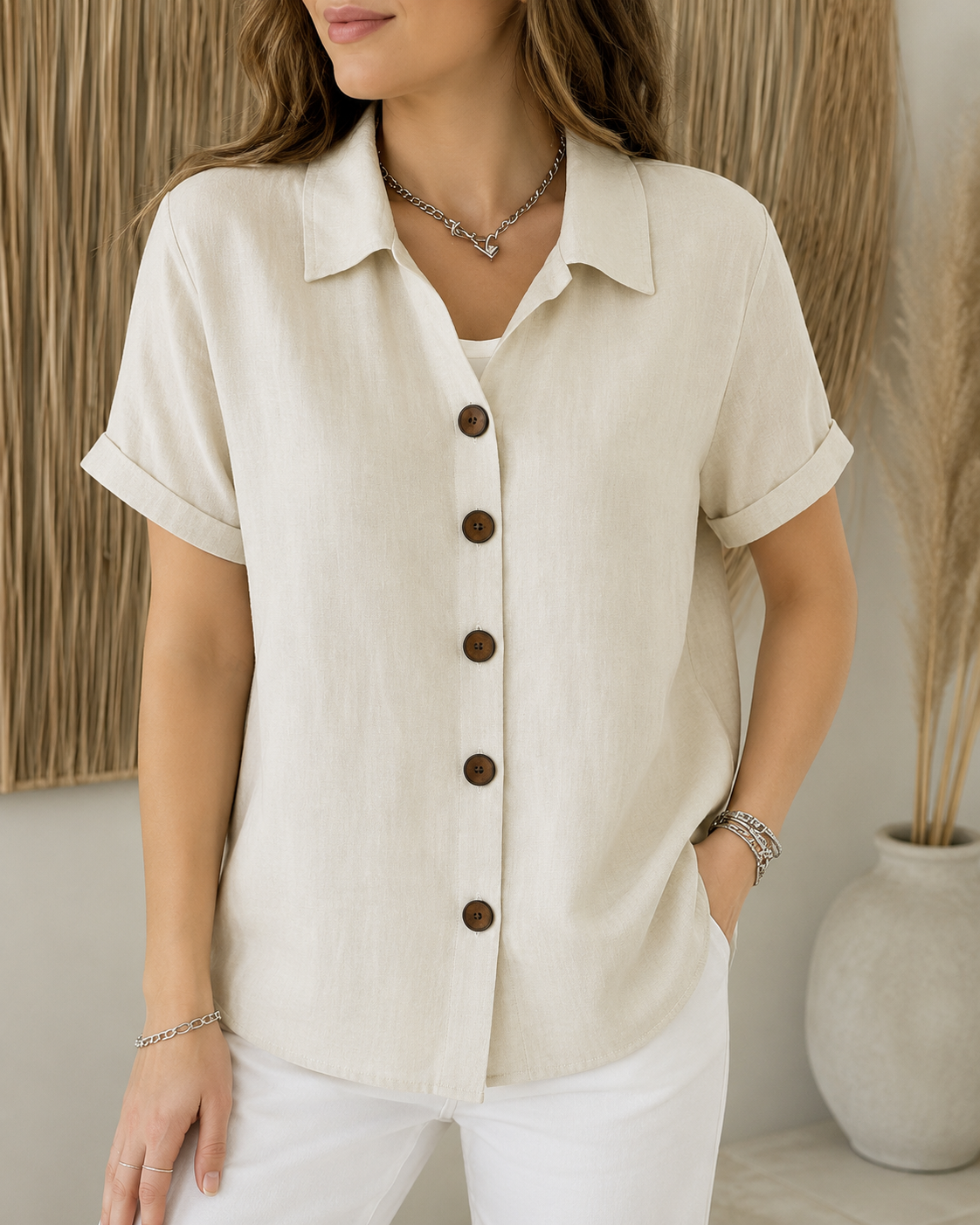 Noëlle™ | Relaxte Blouse Met Knopen