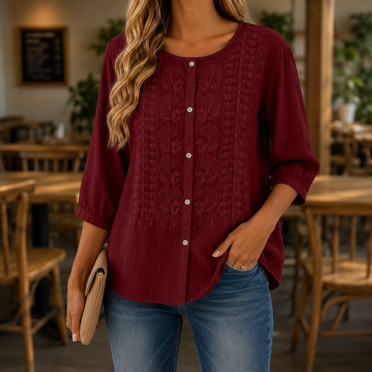 1 + 1 free Amelie™ | Elegante Geborduurde Blouse