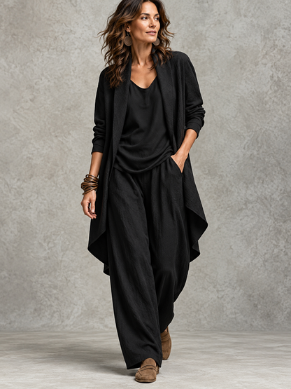 Sabine™ | Elegante Driedelige Set Met Wijde Broek