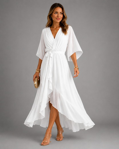 Isabelle™ | Buikcamouflerende Chiffon Maxi Jurk