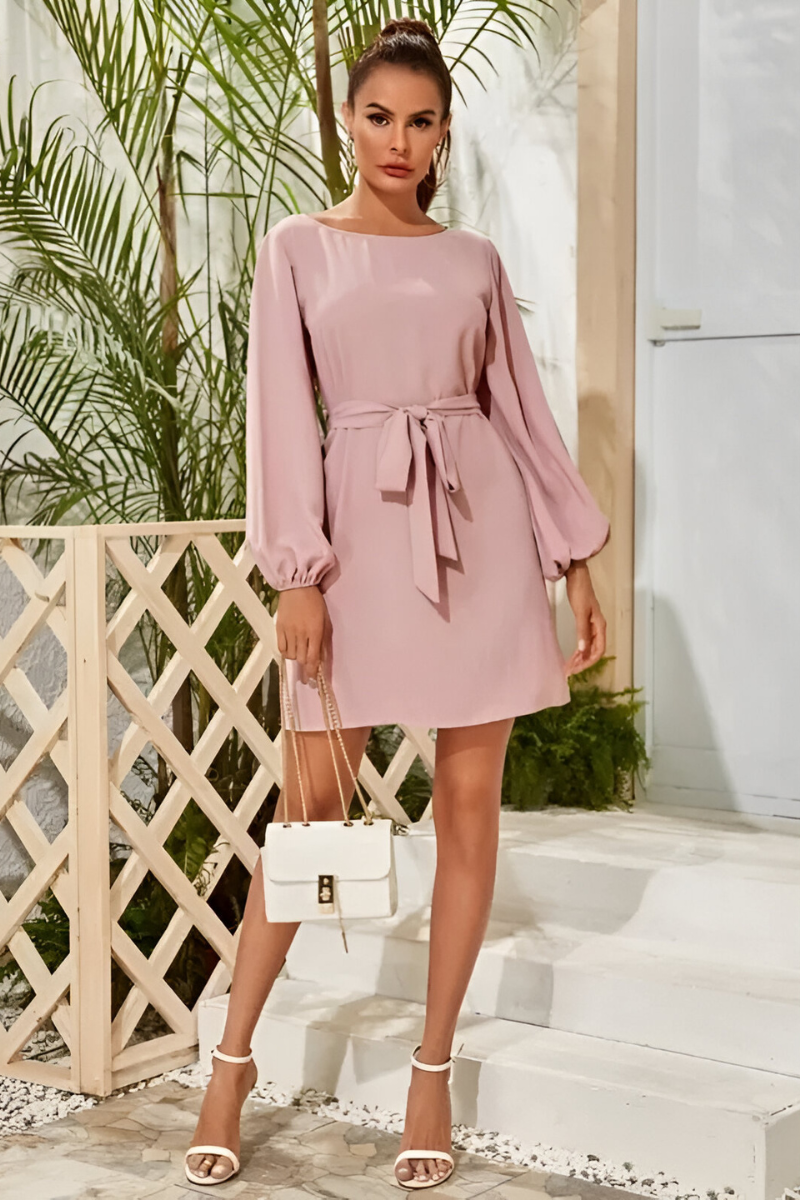 Lira™ | Elegante Satijnen Jurk met Ceintuur