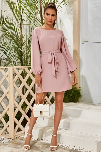 Lira™ | Elegante Satijnen Jurk met Ceintuur