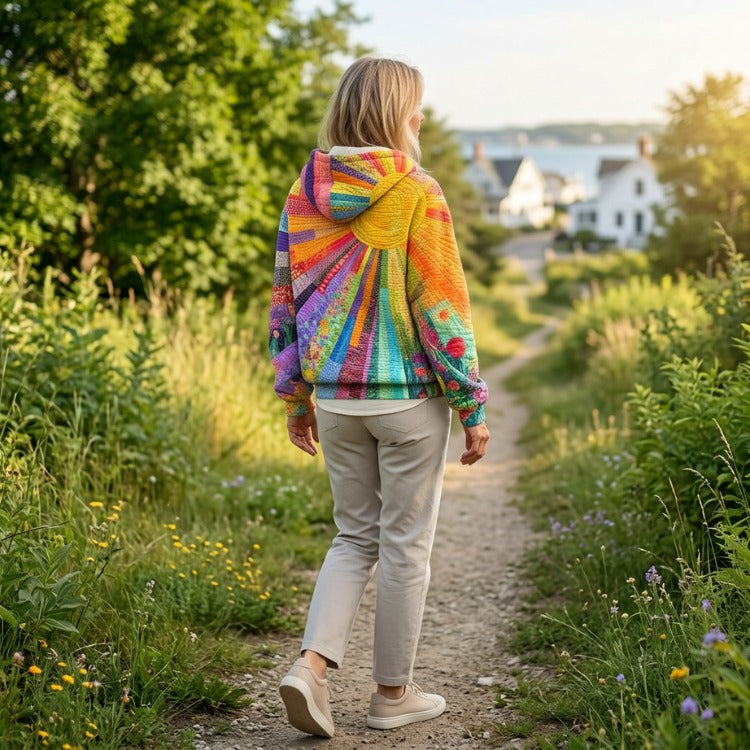 Floor™ | Kleurrijke Doorgestikte Hoodie met Print 4