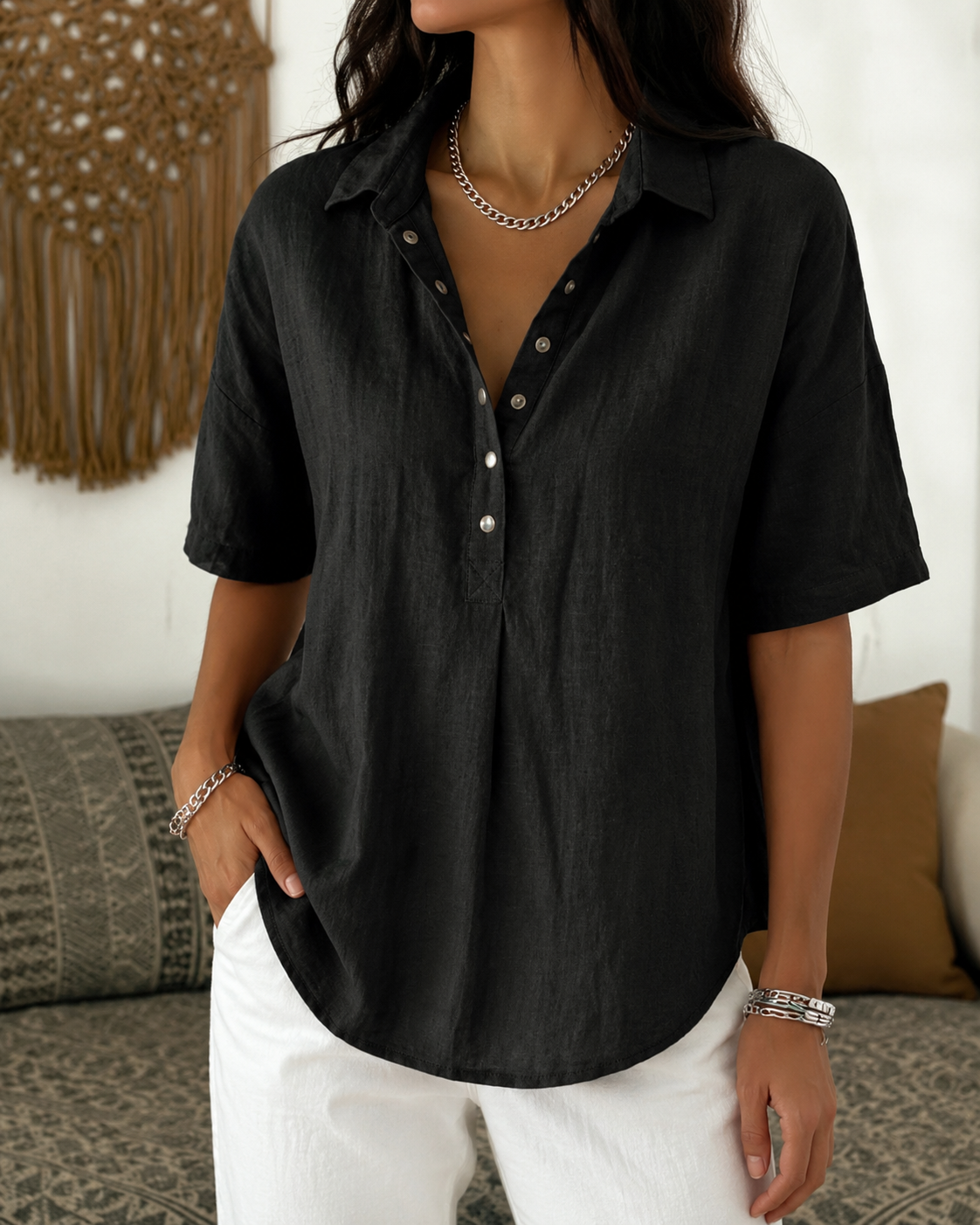 Helena™ | Luchtige Linnen Blouse