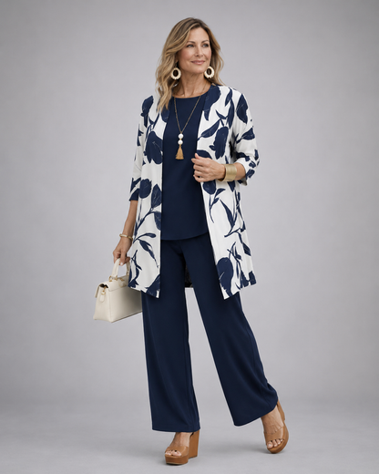Anneke™ | Elegante Driedelige Set Met Print