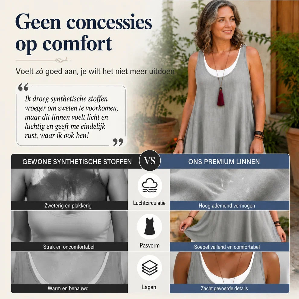 Claudia™ | Mouwloze Buikbedekkende Midi Jurk Met Zakken