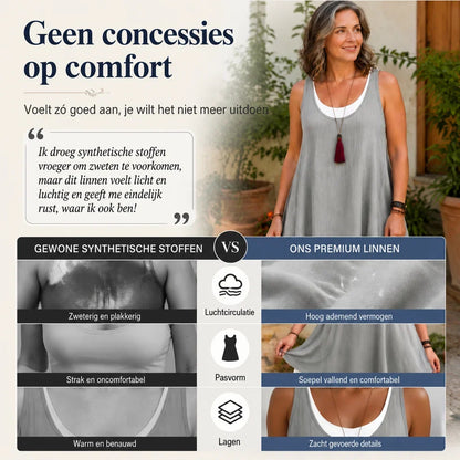 Claudia™ | Mouwloze Buikbedekkende Midi Jurk Met Zakken
