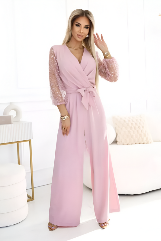 Iris™ | Jumpsuit met V-hals en Glitters op de Mouwen (Copy)