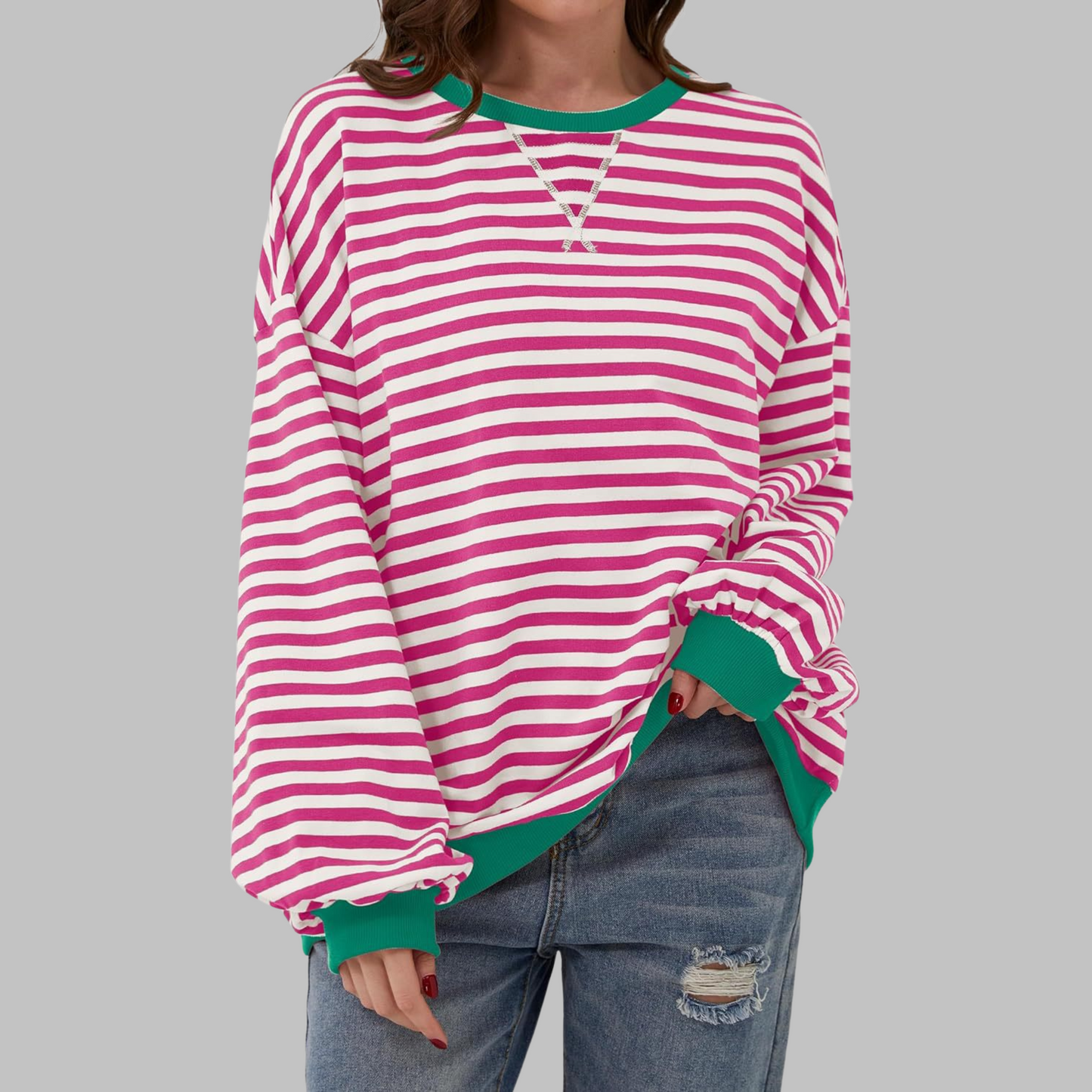 Juna™ | Casual gestreepte relaxte sweater