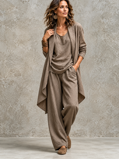 Sabine™ | Elegante Driedelige Set Met Wijde Broek
