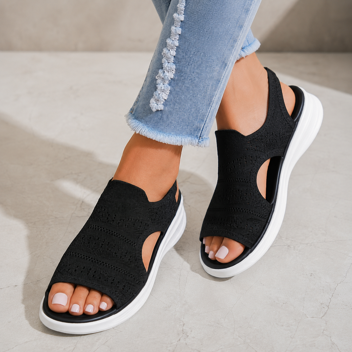 Ria™ | Comfortabele Ademende Platformsandalen Van Gebreid Materiaal