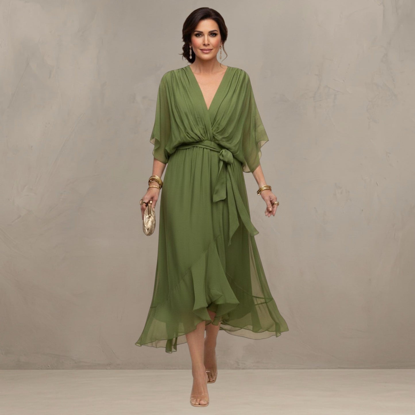 Marta™ | Elegante Chiffon Midi Jurk