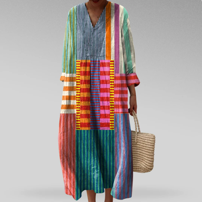 Zira™ | Stijlvolle Patchwork Midi Jurk