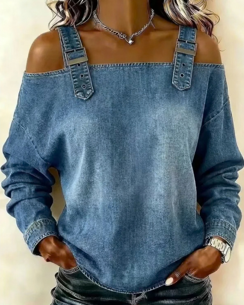 Teya™ | Moderne Denim Top Met Bandjes
