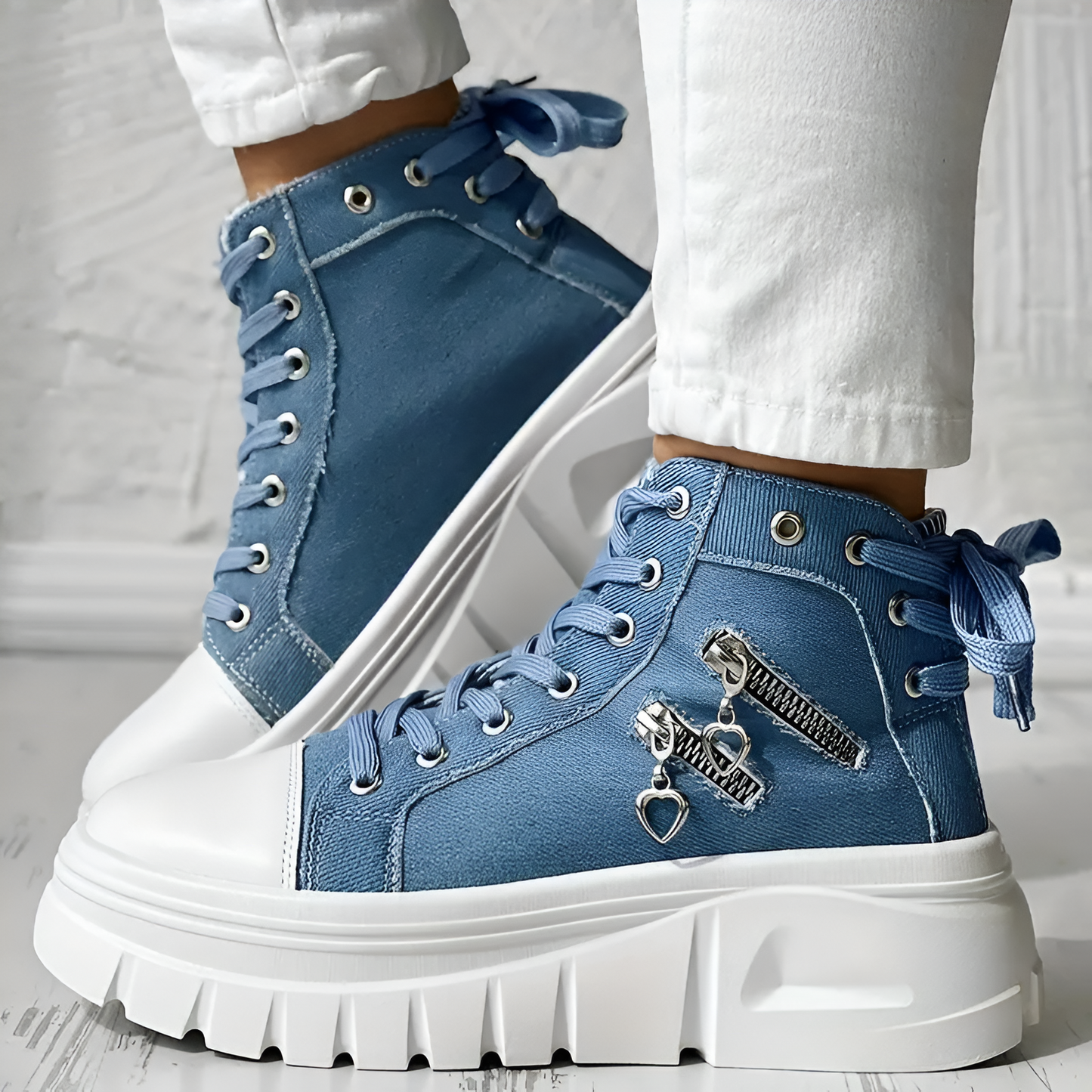 Elin™ | Orthopedische Hoge Sneakers met spijkerstof
