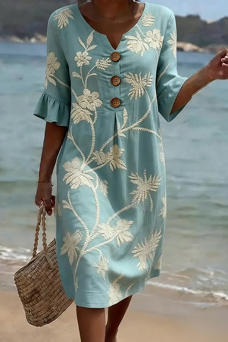 Nemi™ | Elegante Bloemen Midi Jurk