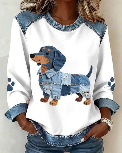 Dax™ | Comfortabele Trui Met Patchworkprint Van Dieren