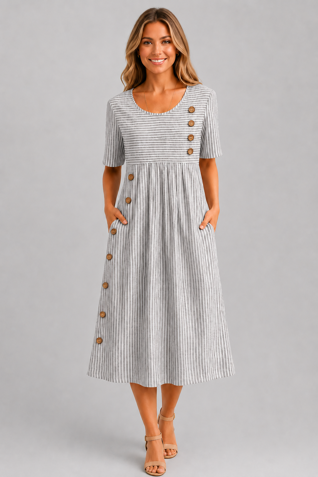 Ismay™ | Gestreepte Midi Jurk