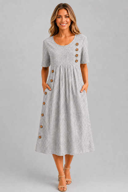 Ismay™ | Gestreepte Midi Jurk