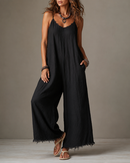 Renée™ | Relaxte Linnen Jumpsuit Met Zakken