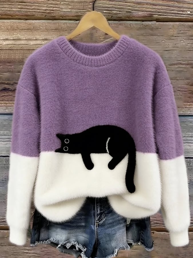 Lora™ | Zachte Oversized Trui Met Kattenprint 10