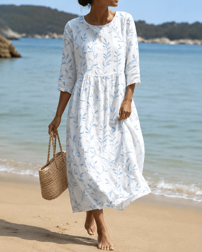 Brielle™ | Geborduurde Buikcamouflerende Bloemen Midi Jurk