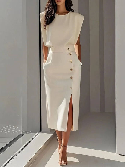 Celina™ | Stijlvolle Mouwloze Midi Jurk