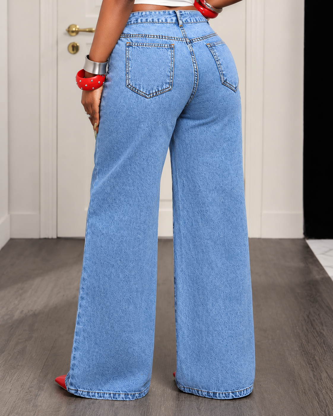 Luna™ | Wijde Denim Broek met Uniek Taille-Detail