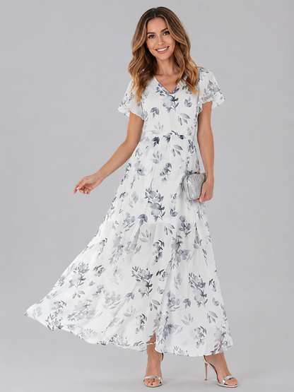 Florine™ | Buikcamouflerende Bloemen Maxi Jurk
